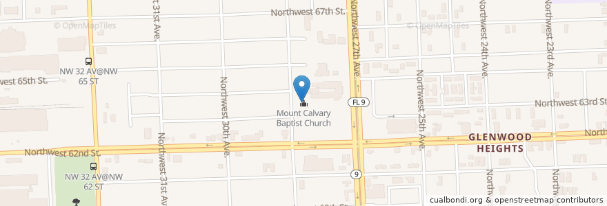 Mapa de ubicacion de Mount Calvary Baptist Church en ایالات متحده آمریکا, فلوریدا, شهرستان میامی-دید، فلوریدا.
