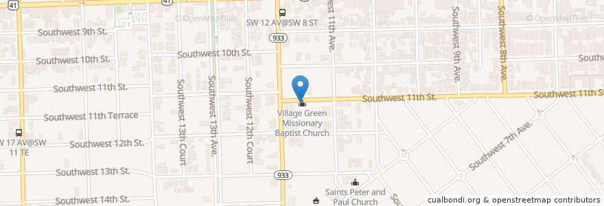 Mapa de ubicacion de Village Green Missionary Baptist Church en Estados Unidos Da América, Flórida, Condado De Miami-Dade, Miami.