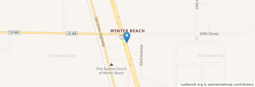 Mapa de ubicacion de Winter Beach Church of God en ایالات متحده آمریکا, فلوریدا, Indian River County.