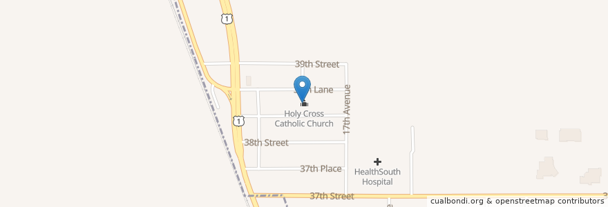Mapa de ubicacion de Holy Cross Catholic Church en 미국, 플로리다주, Indian River County.