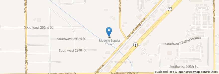 Mapa de ubicacion de Modello Baptist Church en Amerika Syarikat, Florida, Miami-Dade County.