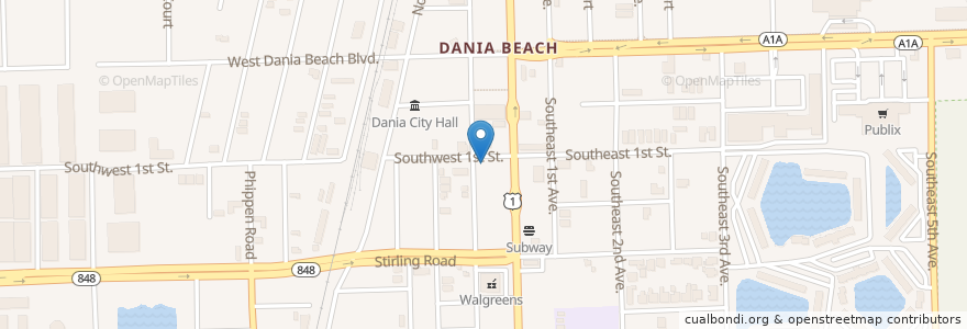 Mapa de ubicacion de First Baptist Church of Dania en Verenigde Staten, Florida, Broward County, Dania Beach.
