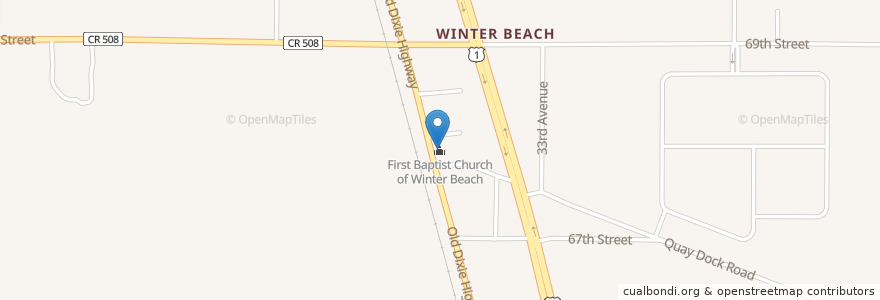 Mapa de ubicacion de First Baptist Church of Winter Beach en Соединённые Штаты Америки, Флорида, Indian River County.