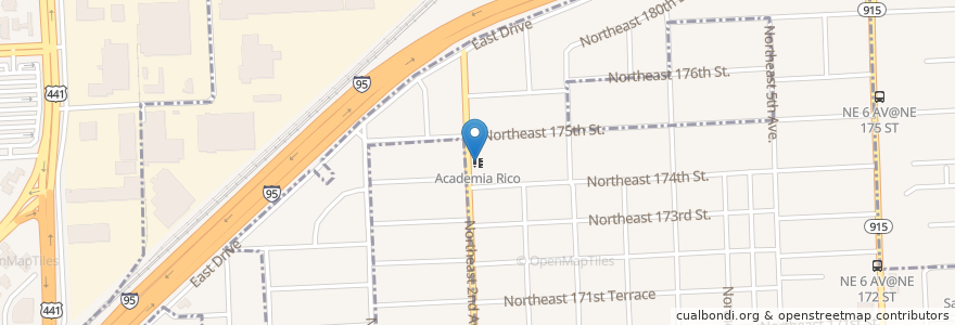 Mapa de ubicacion de Academia Rico en Vereinigte Staaten Von Amerika, Florida, Miami-Dade County, North Miami Beach.