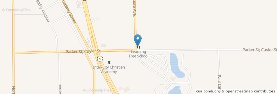 Mapa de ubicacion de Learning Tree School en United States, Florida, Brevard County.