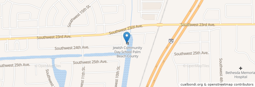 Mapa de ubicacion de Jewish Community Day School Palm Beach County en الولايات المتّحدة الأمريكيّة, فلوريدا, Palm Beach County, Boynton Beach.