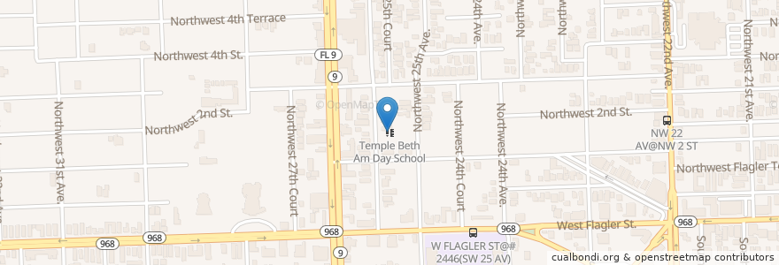 Mapa de ubicacion de Temple Beth Am Day School en Vereinigte Staaten Von Amerika, Florida, Miami-Dade County, Miami.