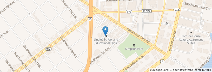 Mapa de ubicacion de Lingles School and Educational Clinic en Verenigde Staten, Florida, Miami-Dade County, Miami.