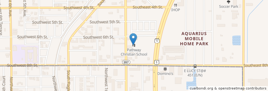 Mapa de ubicacion de Pathway Christian School en ایالات متحده آمریکا, فلوریدا, شهرستان میامی-دید، فلوریدا, Homestead.