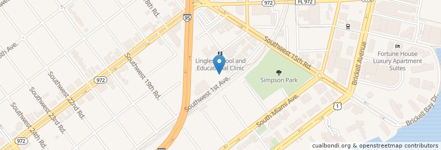 Mapa de ubicacion de Brickell Christian School en United States, Florida, Miami-Dade County, Miami.