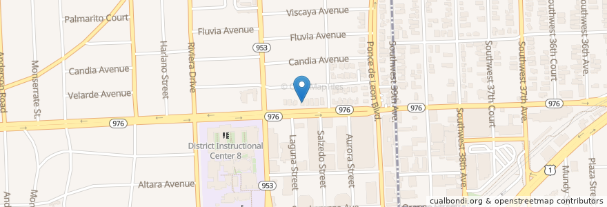 Mapa de ubicacion de Pelican School en 美利坚合众国/美利堅合眾國, 佛罗里达州/佛羅里達州, 迈阿密-戴德县/邁亞美戴德縣/邁阿密-戴德郡, Coral Gables.
