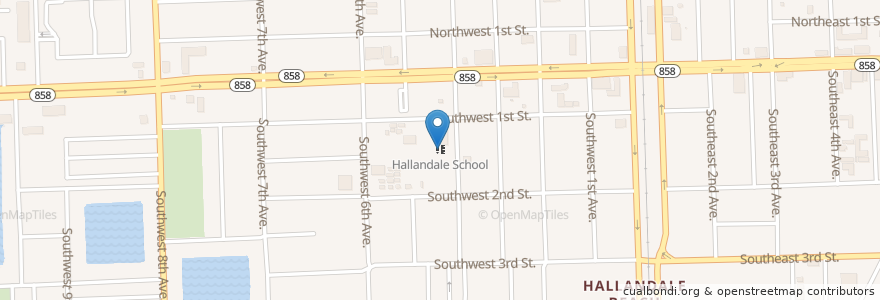 Mapa de ubicacion de Hallandale School en الولايات المتّحدة الأمريكيّة, فلوريدا, Broward County, Hallandale Beach.