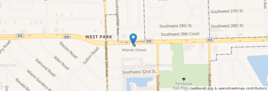 Mapa de ubicacion de Atlantis School en Соединённые Штаты Америки, Флорида, Broward County, Pembroke Park.