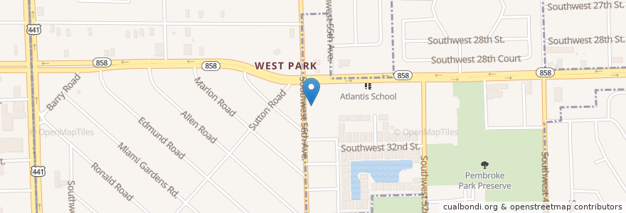 Mapa de ubicacion de Hilltop School en 미국, 플로리다주, Broward County, Pembroke Park.