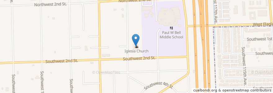 Mapa de ubicacion de Iglesia Church en ایالات متحده آمریکا, فلوریدا, شهرستان میامی-دید، فلوریدا.