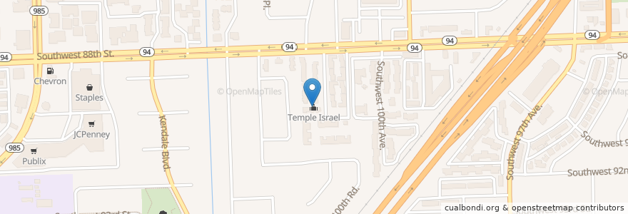 Mapa de ubicacion de Temple Israel en ایالات متحده آمریکا, فلوریدا, شهرستان میامی-دید، فلوریدا.
