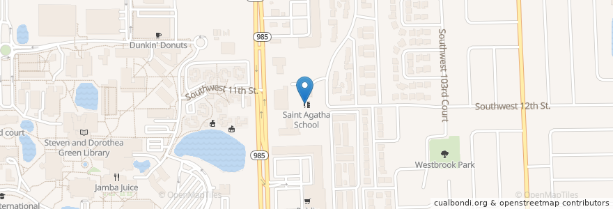 Mapa de ubicacion de Saint Agatha School en 美利坚合众国/美利堅合眾國, 佛罗里达州/佛羅里達州, 迈阿密-戴德县/邁亞美戴德縣/邁阿密-戴德郡.
