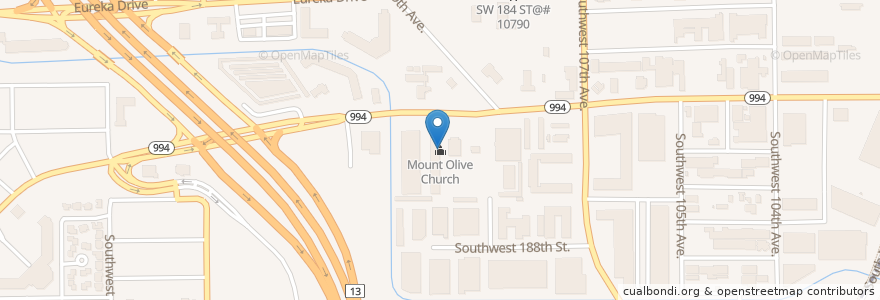 Mapa de ubicacion de Mount Olive Church en アメリカ合衆国, フロリダ州, マイアミ・デイド郡.