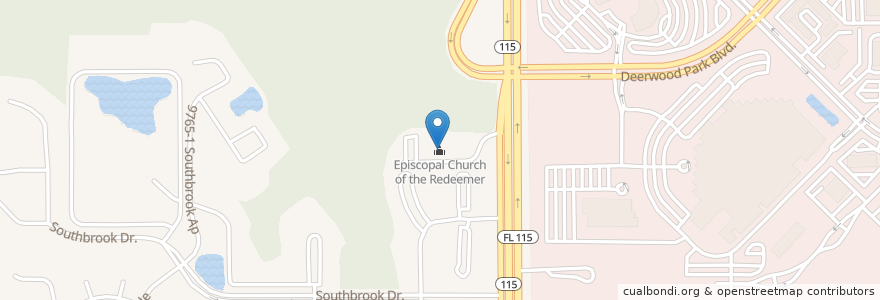 Mapa de ubicacion de Episcopal Church of the Redeemer en アメリカ合衆国, フロリダ州, デュバル郡, ジャクソンビル.