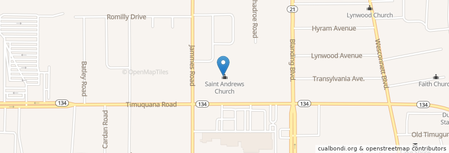 Mapa de ubicacion de Saint Andrew's Presbyterian Church en アメリカ合衆国, フロリダ州, デュバル郡, ジャクソンビル.