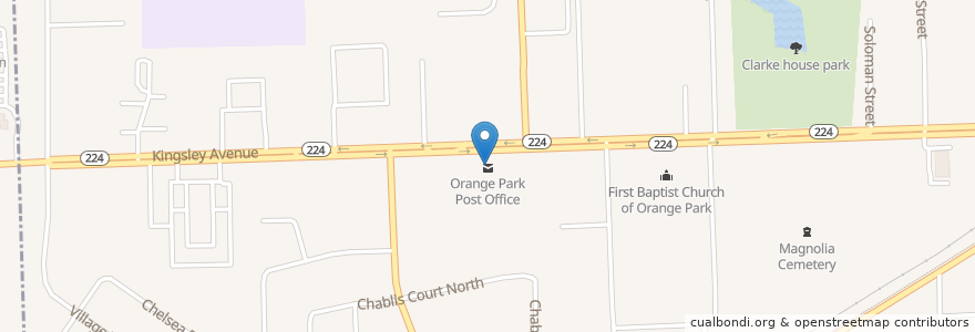 Mapa de ubicacion de Orange Park Assembly of God en ایالات متحده آمریکا, فلوریدا, Clay County, Orange Park.