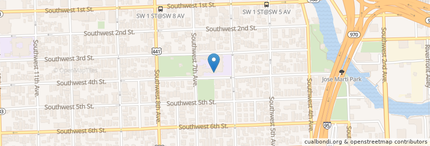 Mapa de ubicacion de Merritt Junior High School en Amerika Syarikat, Florida, Miami-Dade County, Miami.