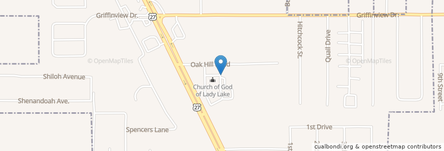 Mapa de ubicacion de Church of God en Amerika Syarikat, Florida, Lake County, Lady Lake.