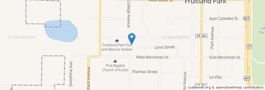 Mapa de ubicacion de United Pentecostal Church en Amerika Birleşik Devletleri, Florida, Lake County, Fruitland Park.