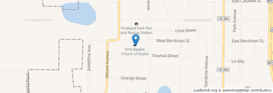 Mapa de ubicacion de First Baptist Church of Fruitland Park en Amerika Birleşik Devletleri, Florida, Lake County, Fruitland Park.