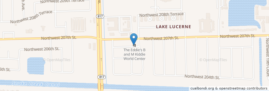 Mapa de ubicacion de The Eddie's B and M Kiddie World Center en Estados Unidos De América, Florida, Condado De Miami-Dade, Miami Gardens.