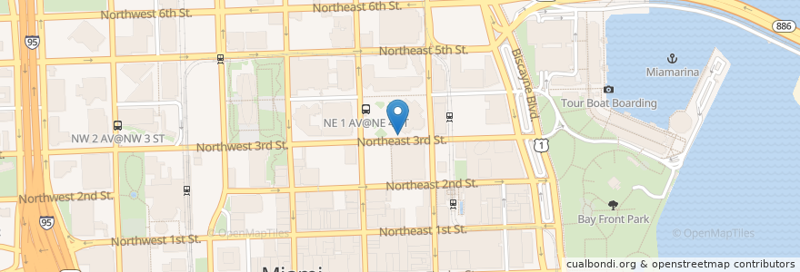 Mapa de ubicacion de New World School of the Arts en Amerika Syarikat, Florida, Miami-Dade County, Miami.