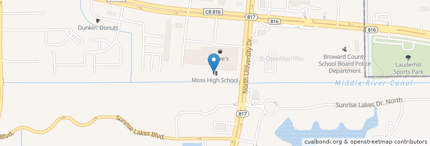 Mapa de ubicacion de Moss High School en Stati Uniti D'America, Florida, Broward County, Sunrise.