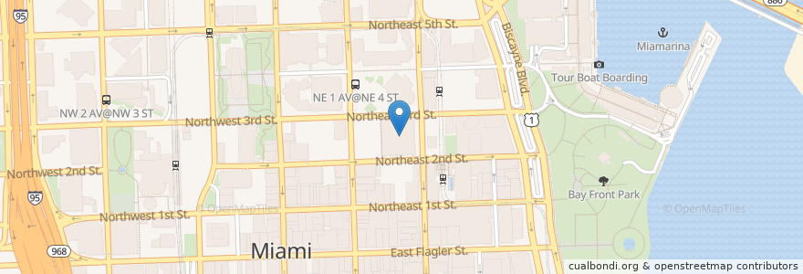 Mapa de ubicacion de Miami Dade Community College Mitchel Wolfson Campus en アメリカ合衆国, フロリダ州, マイアミ・デイド郡, マイアミ.