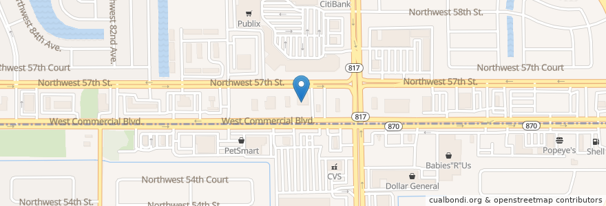 Mapa de ubicacion de Lauderhill Post Office en Vereinigte Staaten Von Amerika, Florida, Broward County, Tamarac.