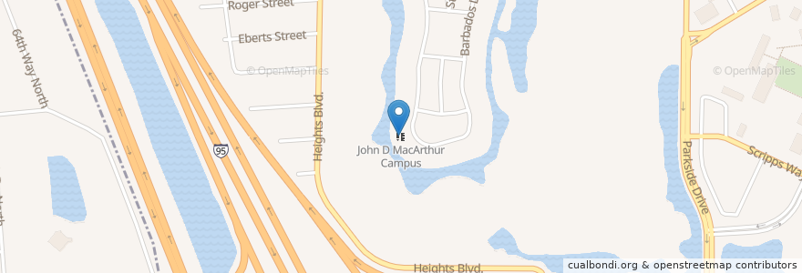Mapa de ubicacion de John D MacArthur Campus en Estados Unidos Da América, Flórida, Palm Beach County, Jupiter.