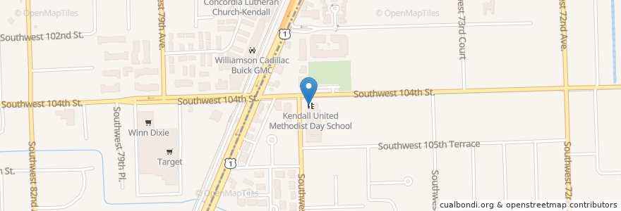 Mapa de ubicacion de Kendall United Methodist Day School en Vereinigte Staaten Von Amerika, Florida, Miami-Dade County.