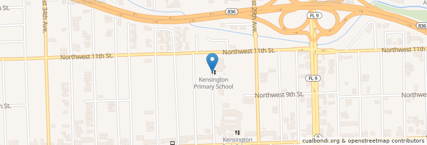 Mapa de ubicacion de Kensington Primary School en Stati Uniti D'America, Florida, Contea Di Miami-Dade, Miami.