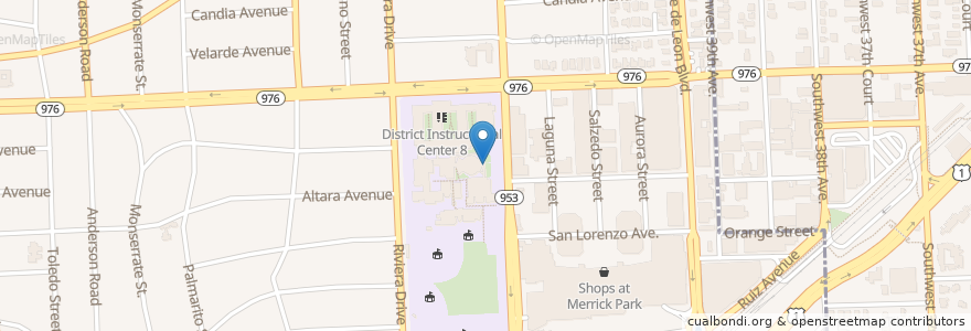 Mapa de ubicacion de District Instructional Center 8 en Amerika Birleşik Devletleri, Florida, Miami-Dade County, Coral Gables.