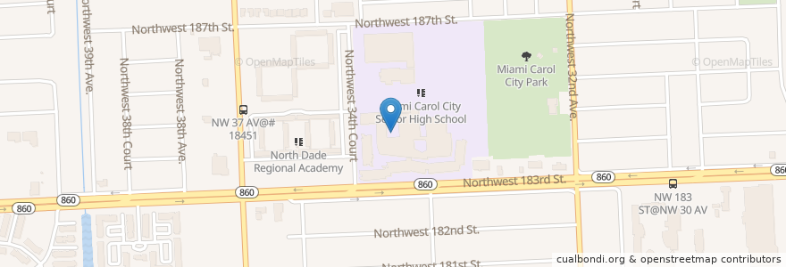 Mapa de ubicacion de District Instructional Center 18 en Amerika Syarikat, Florida, Miami-Dade County, Miami Gardens.
