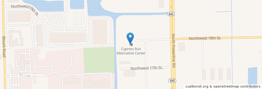 Mapa de ubicacion de Cypress Run Alternative Center en Amerika Birleşik Devletleri, Florida, Broward County, Pompano Beach.