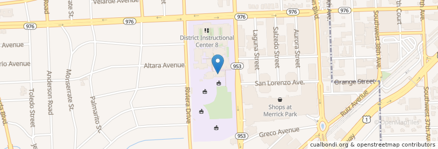 Mapa de ubicacion de Coral Gables Adult School en Amerika Birleşik Devletleri, Florida, Miami-Dade County, Coral Gables.