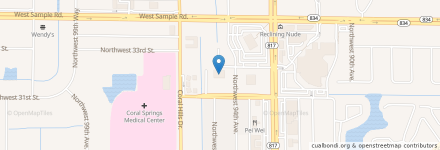 Mapa de ubicacion de Coral Springs Post Office en 미국, 플로리다주, Broward County, Coral Springs.