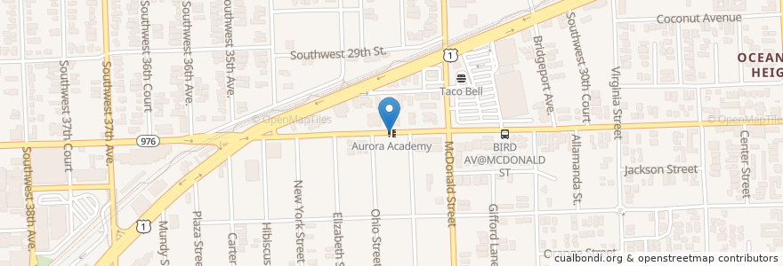 Mapa de ubicacion de Aurora Academy en Amerika Syarikat, Florida, Miami-Dade County, Miami.