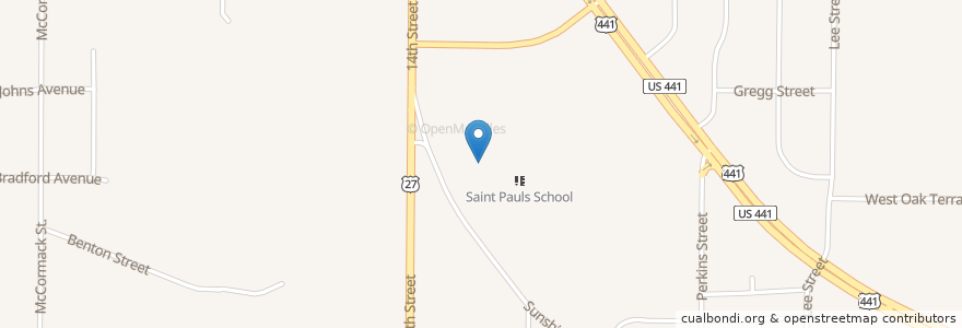 Mapa de ubicacion de Catholic Community of Saint Paul en Estados Unidos De América, Florida, Lake County, Leesburg.