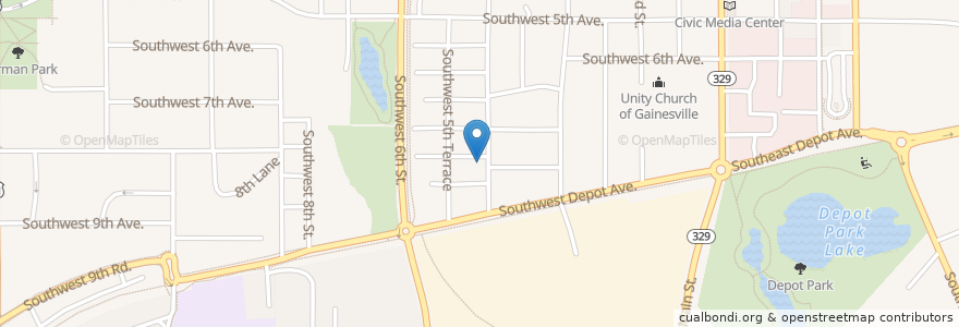 Mapa de ubicacion de Shady Grove Primitive Baptist Church en 美利坚合众国/美利堅合眾國, 佛罗里达州/佛羅里達州, Alachua County, City Of Gainesville Municipal Boundaries, Gainesville.