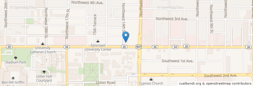 Mapa de ubicacion de University United Methodist Church en Stati Uniti D'America, Florida, Alachua County, City Of Gainesville Municipal Boundaries, Gainesville.