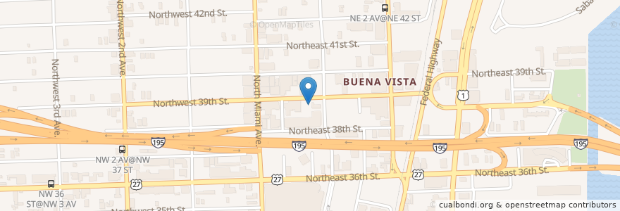 Mapa de ubicacion de Buena Vista Post Office en Vereinigte Staaten Von Amerika, Florida, Miami-Dade County, Miami.