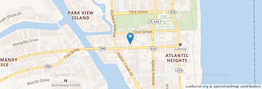 Mapa de ubicacion de Normandy Post Office en United States, Florida, Miami-Dade County, Miami Beach.