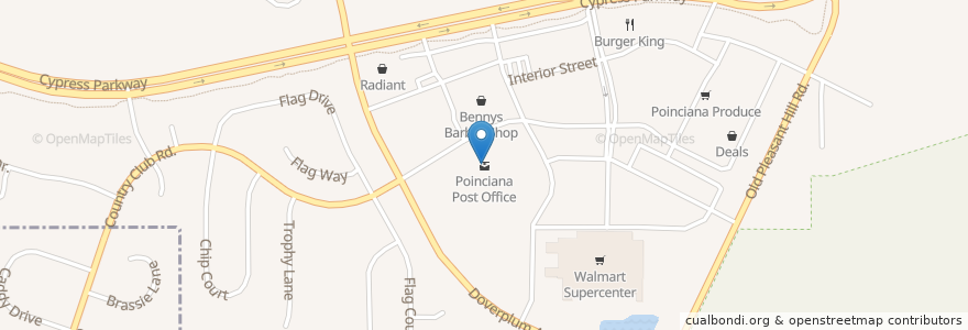 Mapa de ubicacion de Poinciana Post Office en Verenigde Staten, Florida, Osceola County.