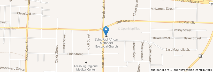 Mapa de ubicacion de Saint Paul African Methodist Episcopal Church en United States, Florida, Lake County, Leesburg.